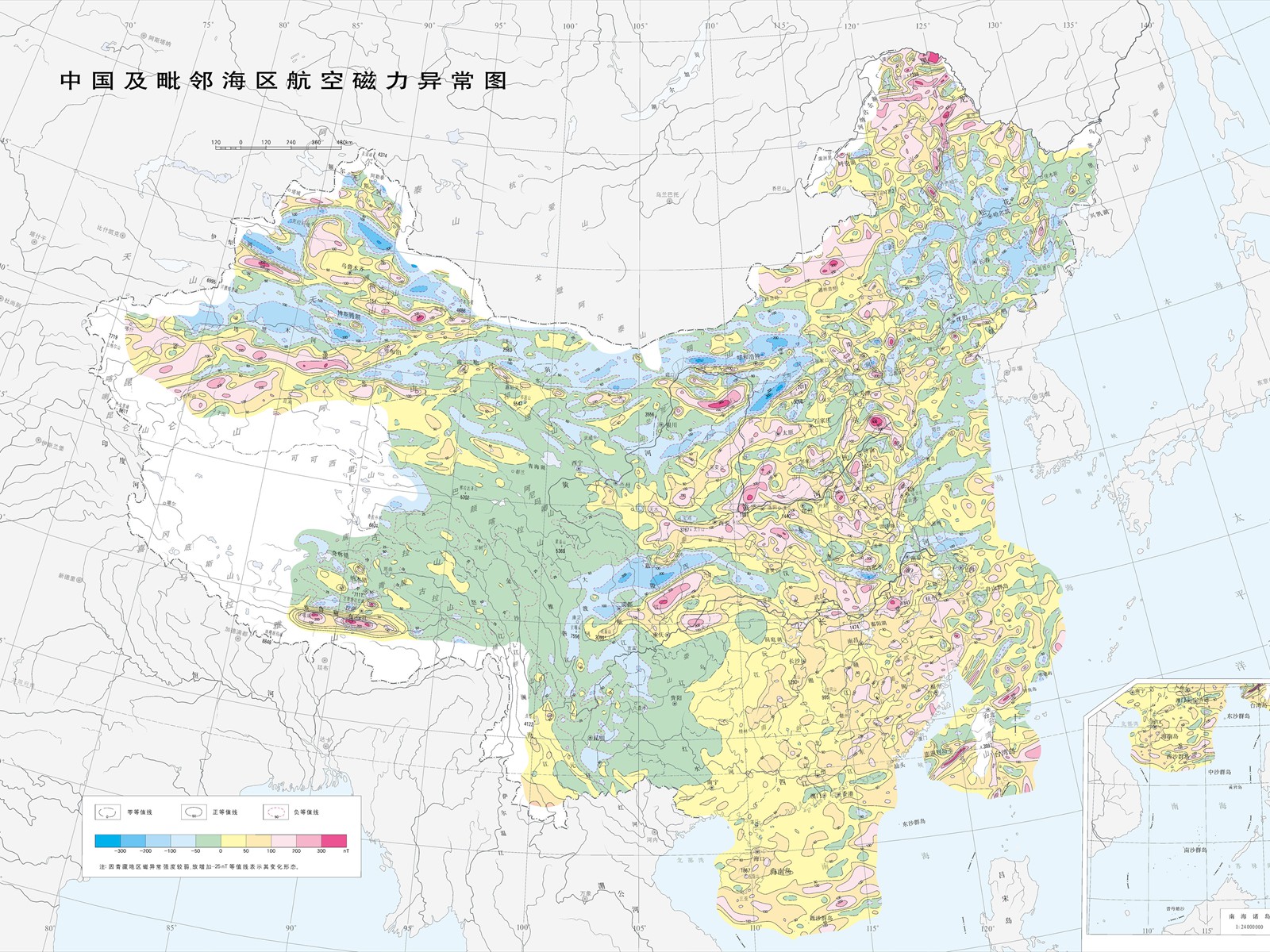 中国及毗邻海区航空磁力异常图