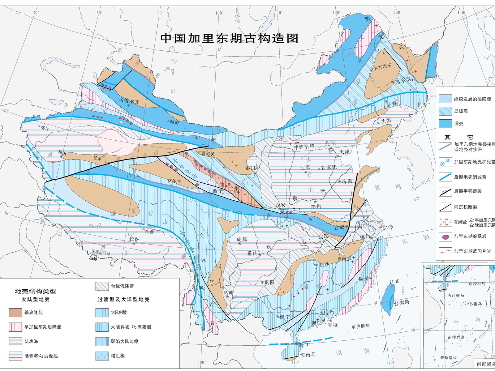 中国加里东期古构造图