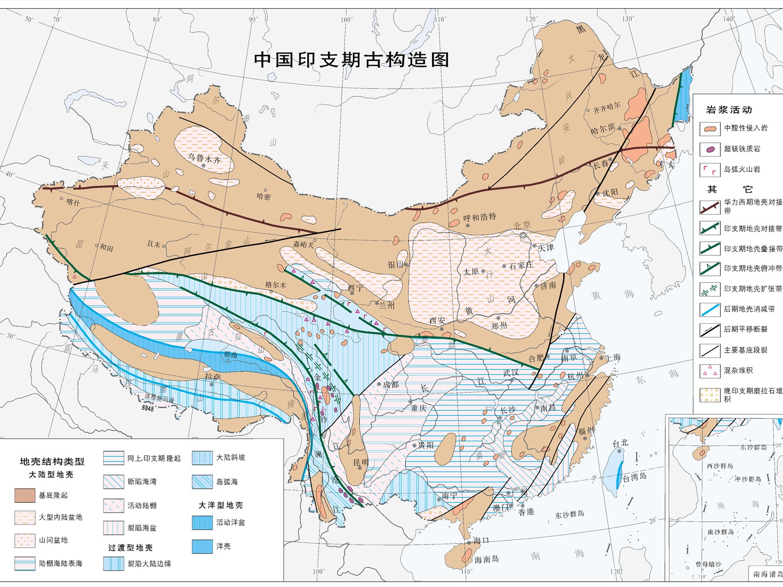 中国印支期古构造图