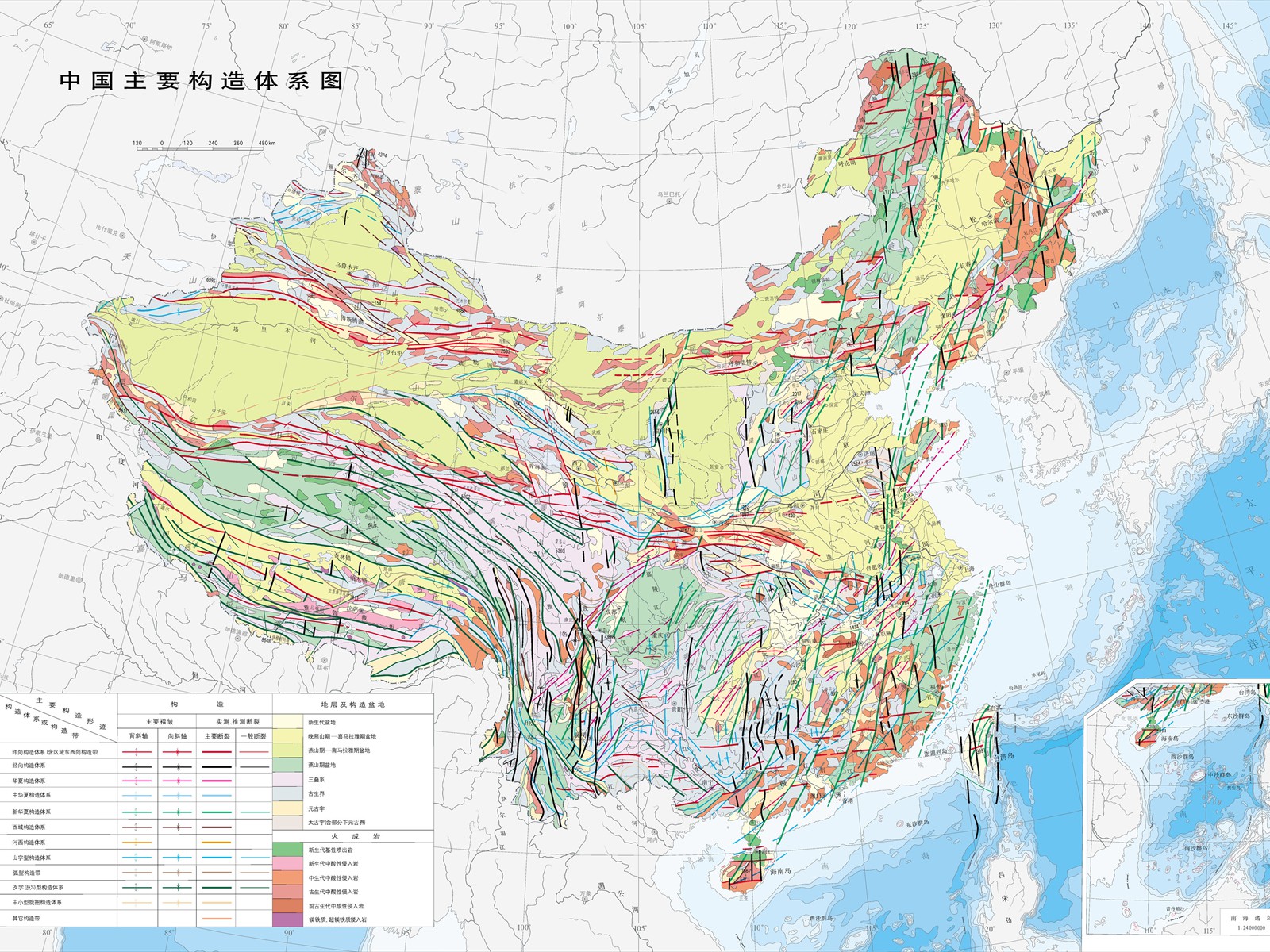 中国主要构造体系图